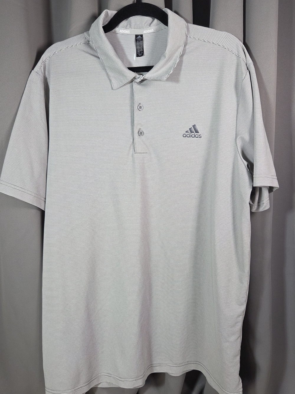 Adidas Golf Men’s Light Gray Striped Polo Shirt XL‎